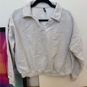 ADANOLA grey collared sweatshirt small